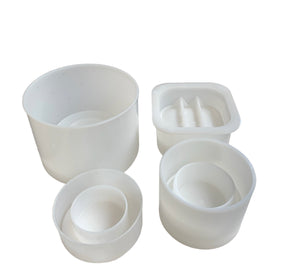 Hard cheese mould kit set of 4 moulds - large mould with follower, cylinder mould with follower, mini square pan, cheddar mould