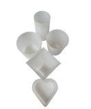 Soft cheese mould kit set of 5 moulds - Beakers, Cylinder, Heart & Pyramid Mould