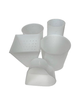 Soft cheese mould kit set of 5 moulds - Beakers, Cylinder, Heart & Pyramid Mould