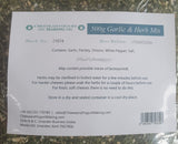 Garlic and Herb Mix label